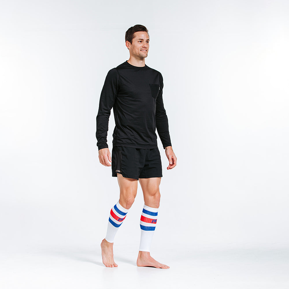 Calf Sleeves, White, Red and Blue Stripe - ProCompression - The Track and Field Store