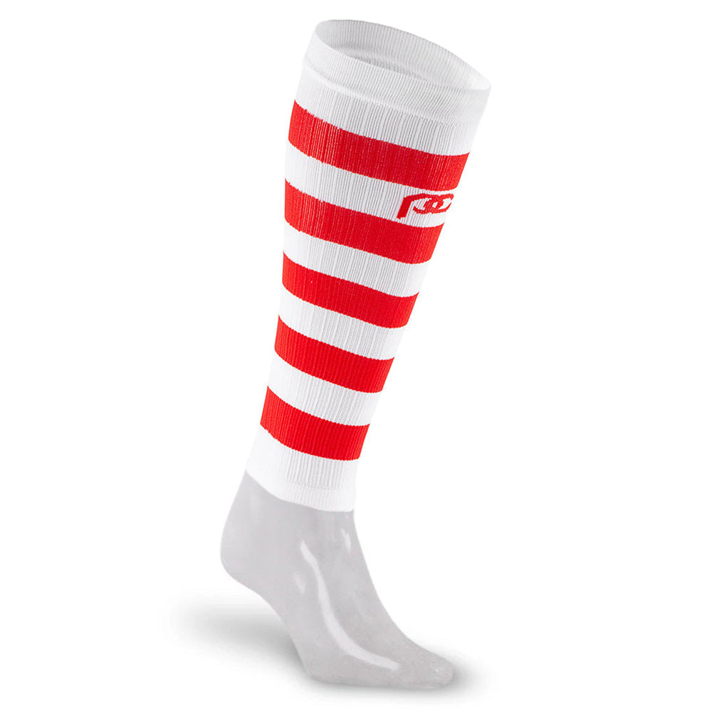 Calf Sleeves, White and Red Stripe - ProCompression - The Track and Field Store