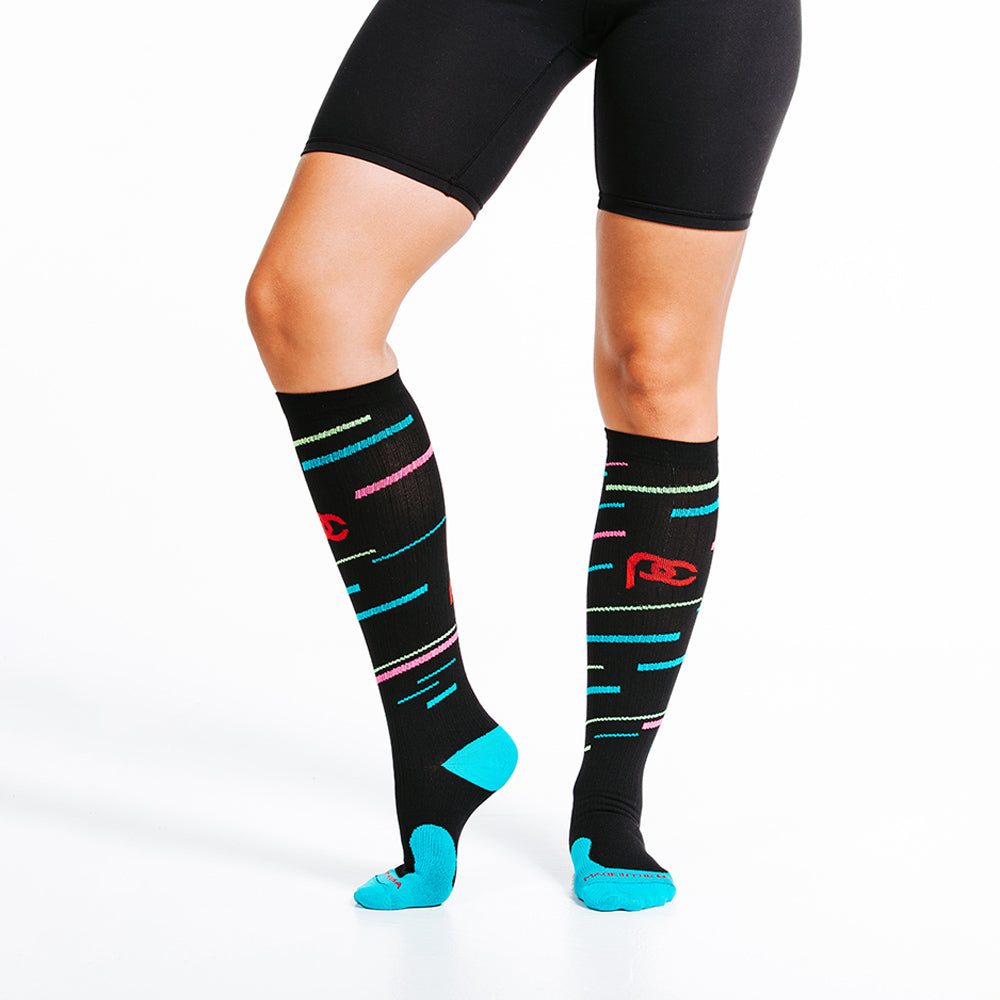 Marathon, Black with Neon Stripes - ProCompression - The Track and Field Store
