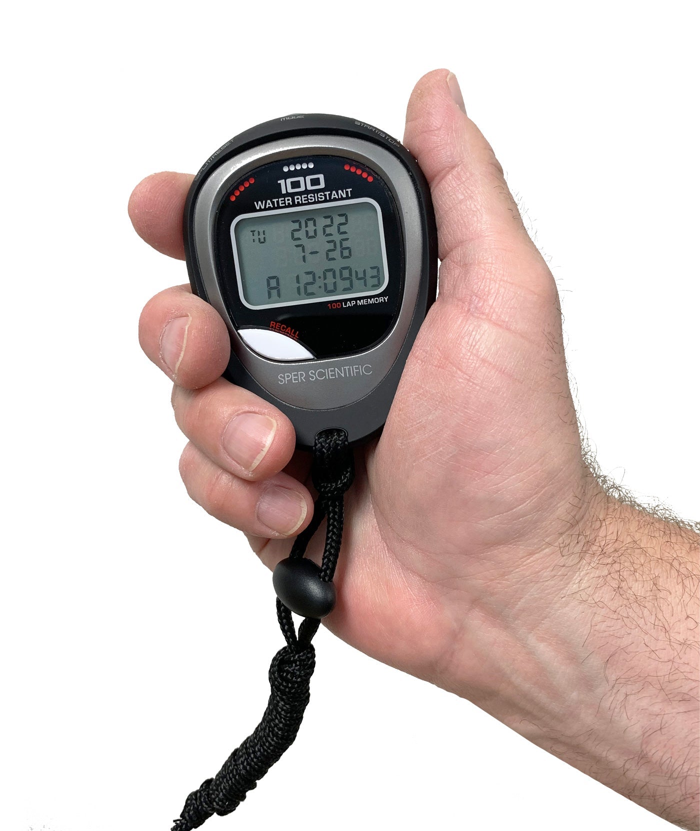 100 Memory Water and Shock Resistant Stopwatch - Sper Scientific
