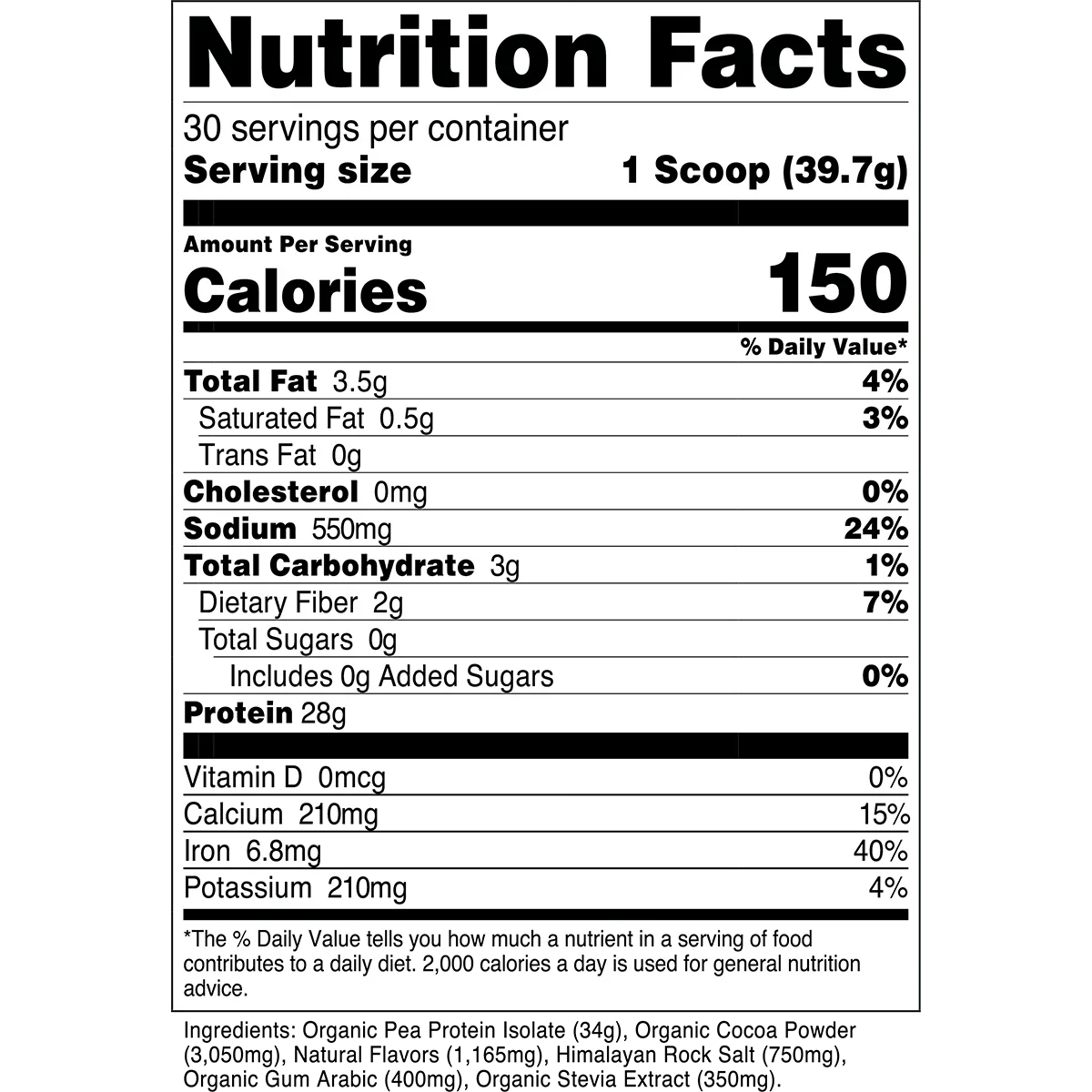 Transparent Labs 100% Pea Protein Isolate -30 Servings