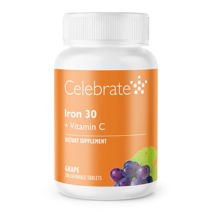 Iron 30 mg + Vitamin C Chewable Tablets, Grape - Celebrate Vitamins Celebrate Vitamins