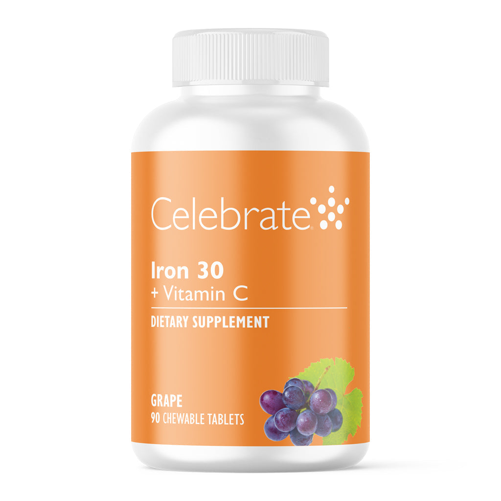 Iron 30 mg + Vitamin C Chewable Tablets, Grape - Celebrate Vitamins Celebrate Vitamins