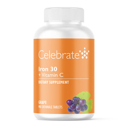 Iron 30 mg + Vitamin C Chewable Tablets, Grape - Celebrate Vitamins Celebrate Vitamins