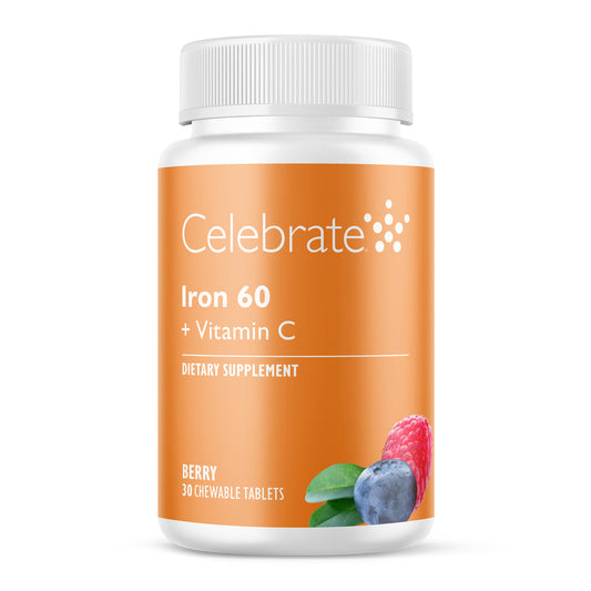 Iron 60 mg + Vitamin C Chewable Tablets, Berry - Celebrate Vitamins Celebrate Vitamins