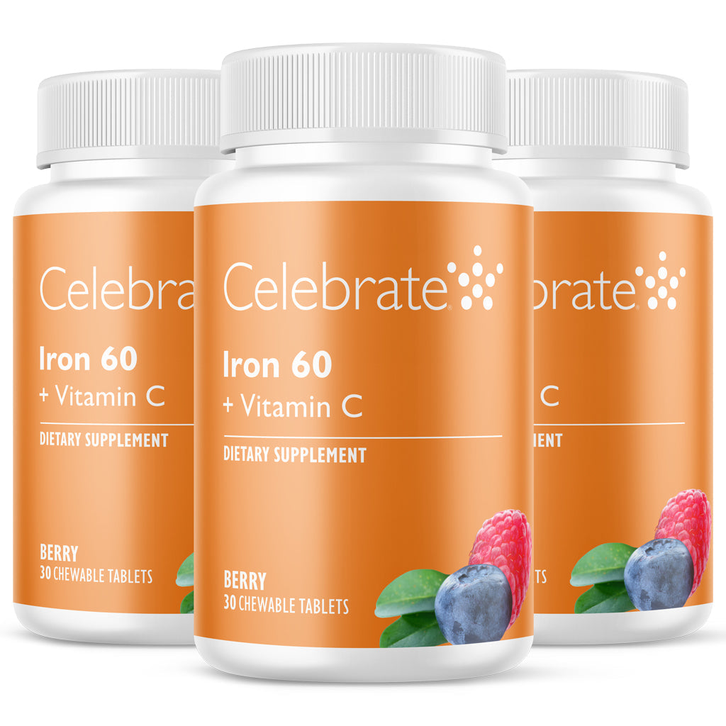 Iron 60 mg + Vitamin C Chewable Tablets, Berry - Celebrate Vitamins Celebrate Vitamins