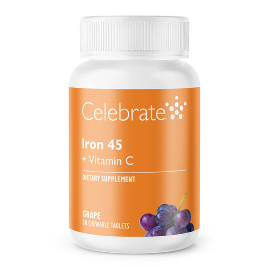 Iron 45 mg + Vitamin C Chewable Tablets, Grape - Celebrate Vitamins Celebrate Vitamins