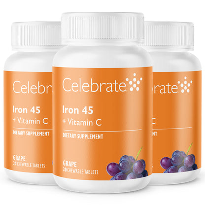 Iron 45 mg + Vitamin C Chewable Tablets, Grape - Celebrate Vitamins Celebrate Vitamins