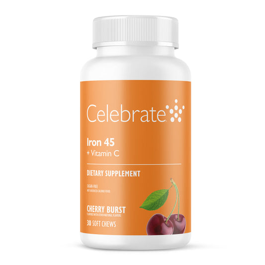 Iron 45 mg  + Vitamin C Soft Chews, Cherry Burst - Celebrate Vitamins Celebrate Vitamins