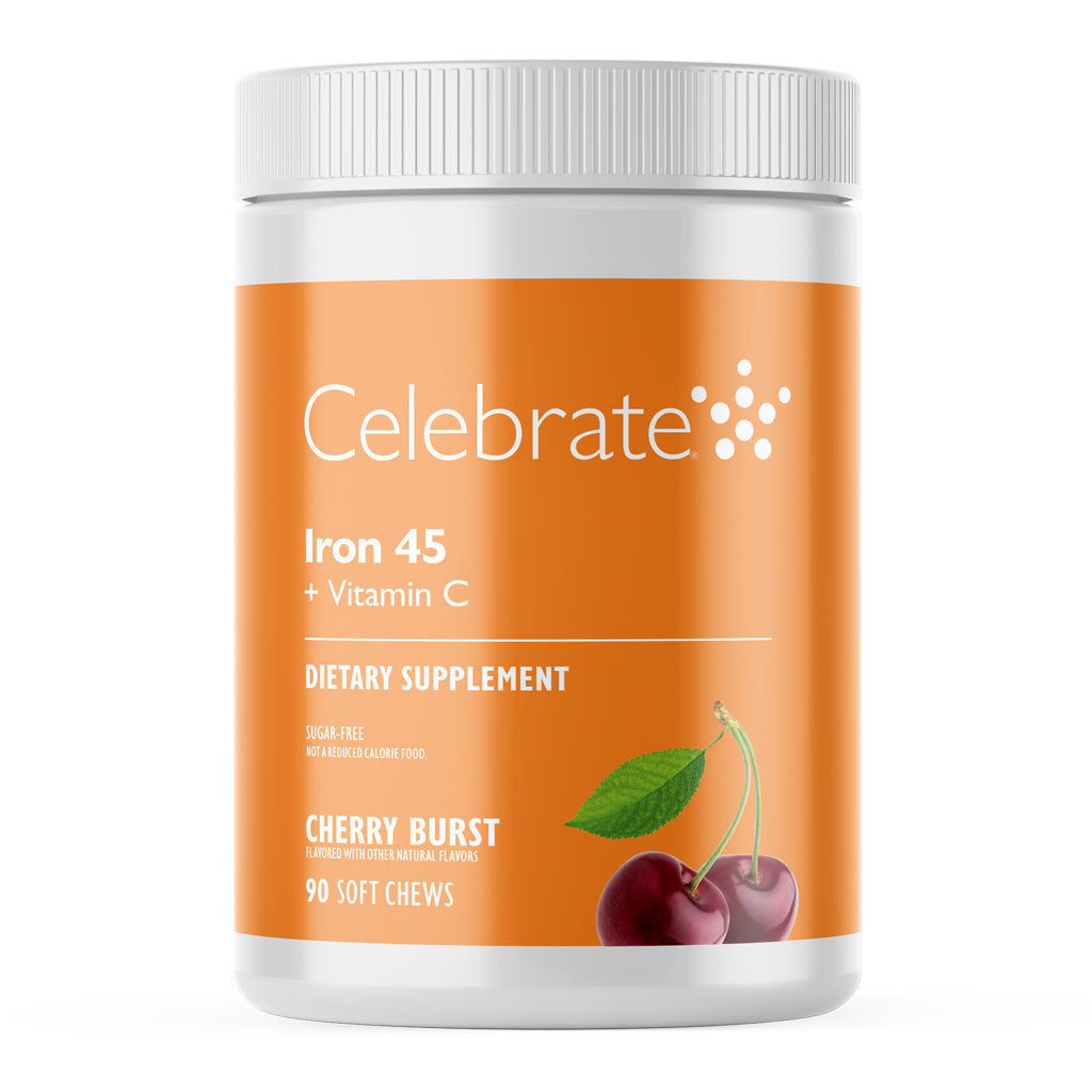 Iron 45 mg  + Vitamin C Soft Chews, Cherry Burst
