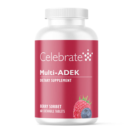 Multi-ADEK Chewable Vitamin, Iron Free, Berry Sorbet - Celebrate Vitamins Celebrate Vitamins