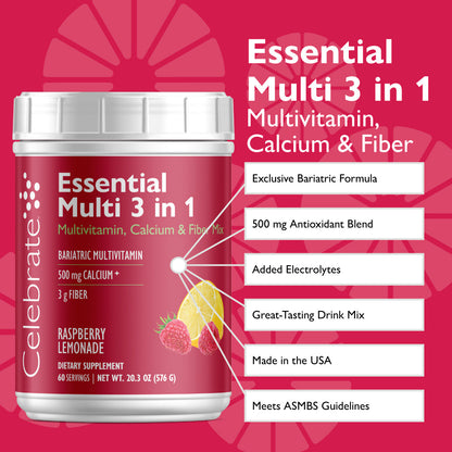 Essential Multi 3 in 1 Multivitamin with Calcium Drink Mix