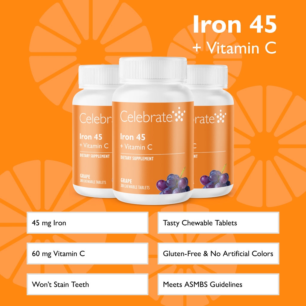 Iron 45 mg + Vitamin C Chewable Tablets, Grape - Celebrate Vitamins Celebrate Vitamins