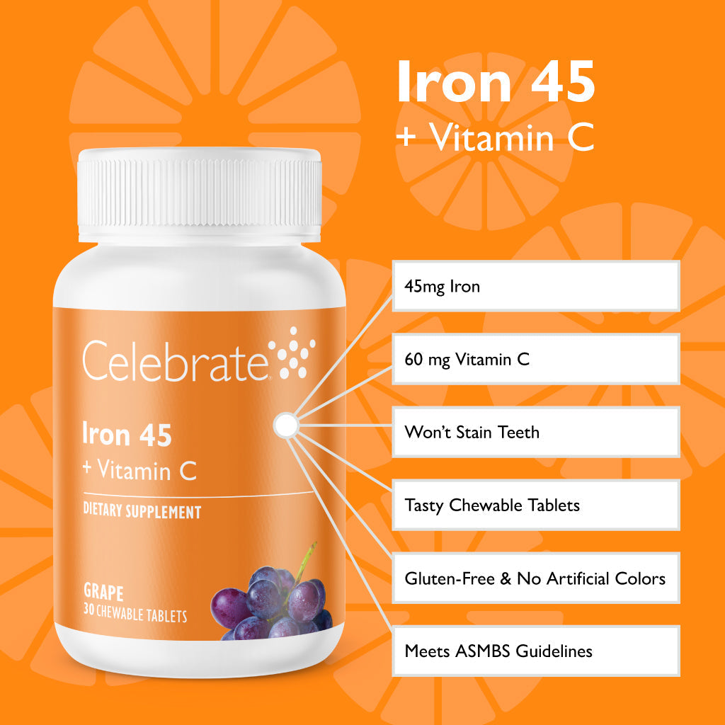 Iron 45 mg + Vitamin C Chewable Tablets, Grape - Celebrate Vitamins Celebrate Vitamins