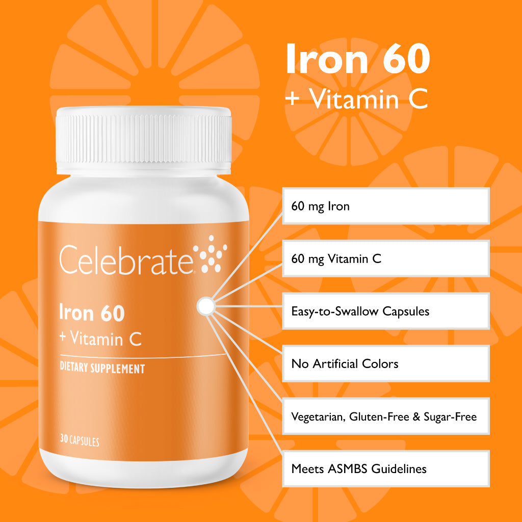 Iron 60 mg + Vitamin C Capsules - Celebrate Vitamins Celebrate Vitamins