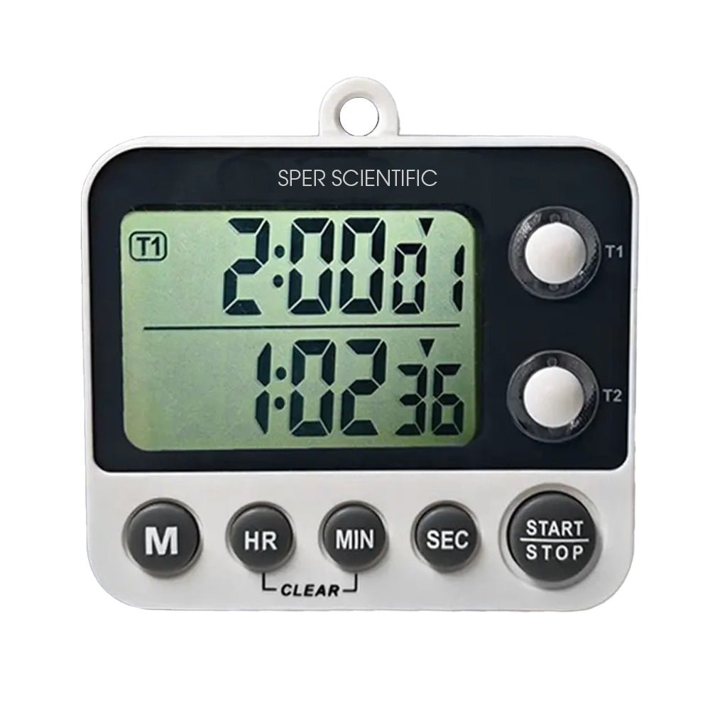 2 Channel Digital Lab + Kitchen Timer with Color Coded LED Lights - Sper Scientific
