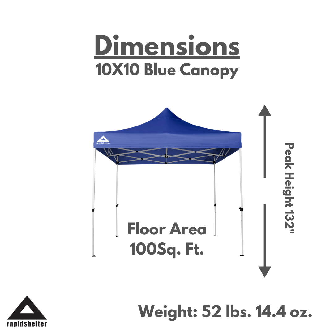 10X10 Blue Canopy - Rapid Shelter - The Track and Field Store