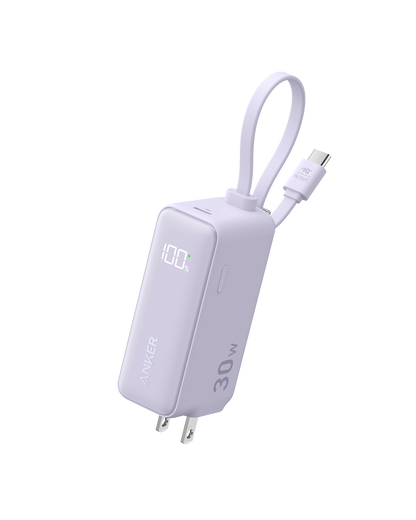 Anker Power Bank (30W, 5k,  Fusion, Built-In USB-C Cable) Anker