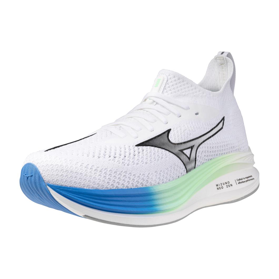 Men's Neo Zen Running Shoe - White Frontier Blue - MIZUNO - The Track and Field Store