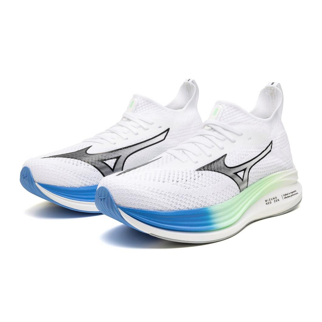 Men's Neo Zen Running Shoe - White Frontier Blue - MIZUNO - The Track and Field Store