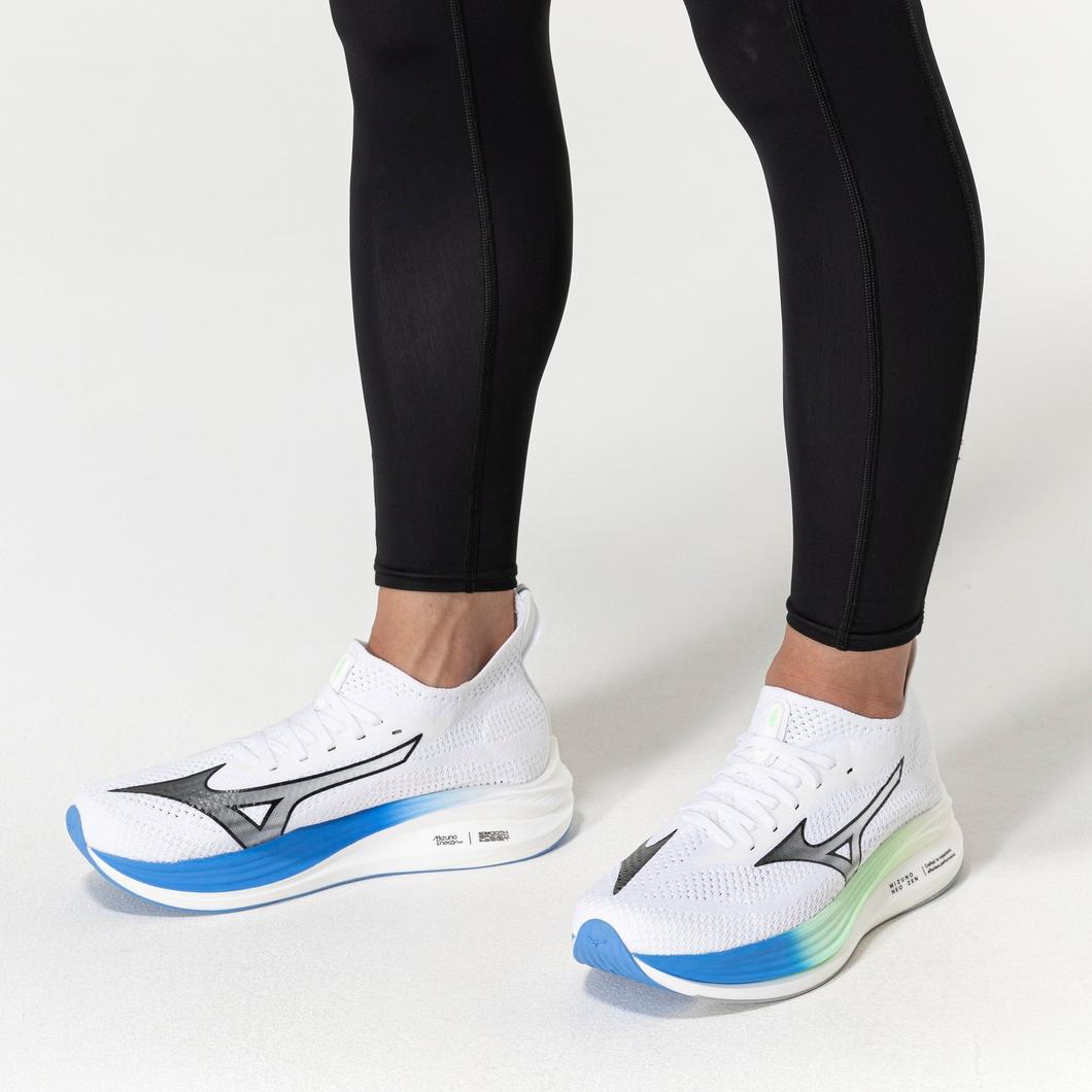 Men's Neo Zen Running Shoe - White Frontier Blue - MIZUNO - The Track and Field Store