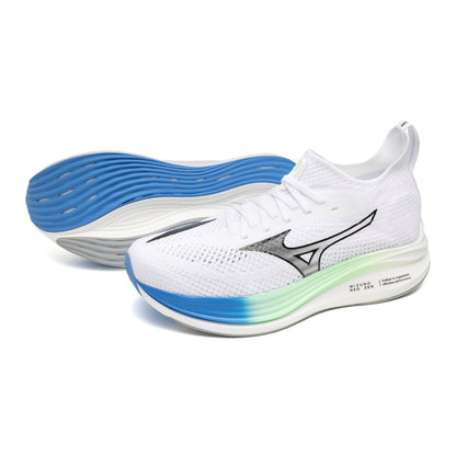 Men's Neo Zen Running Shoe - White Frontier Blue - MIZUNO - The Track and Field Store