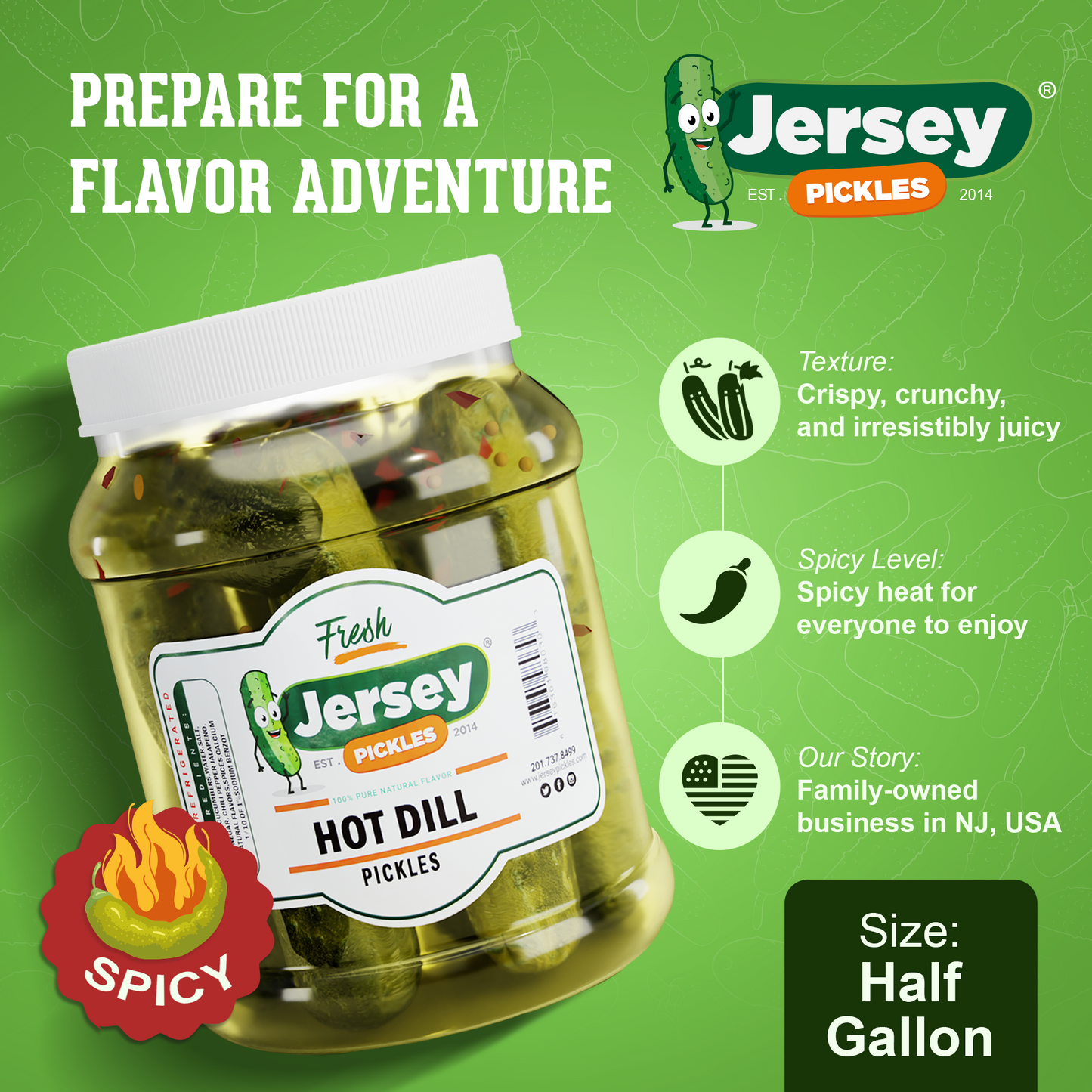 Whole Hot Dill Pickles