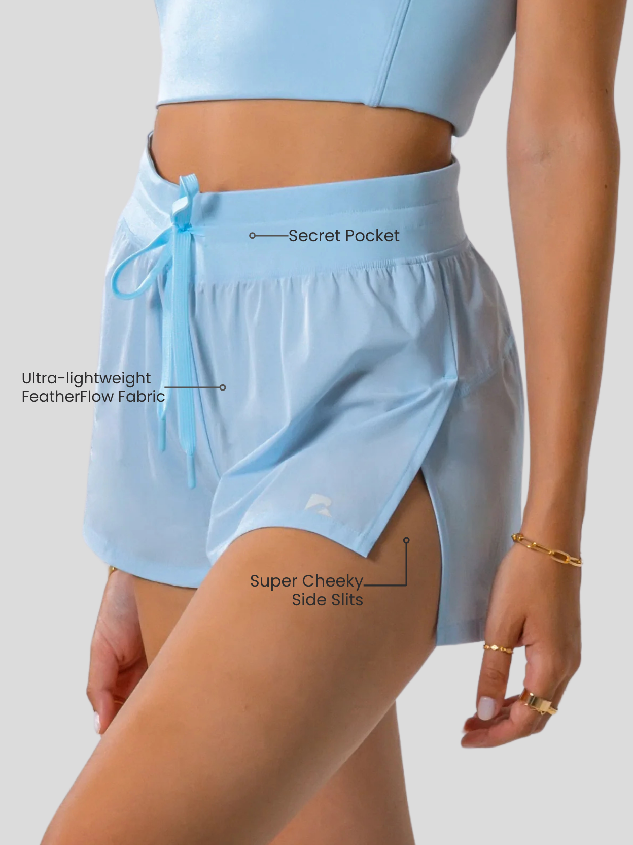 FeatherFlow Flyaway Shorts Baby Blue - Runner's Athletics - The Track and Field Store