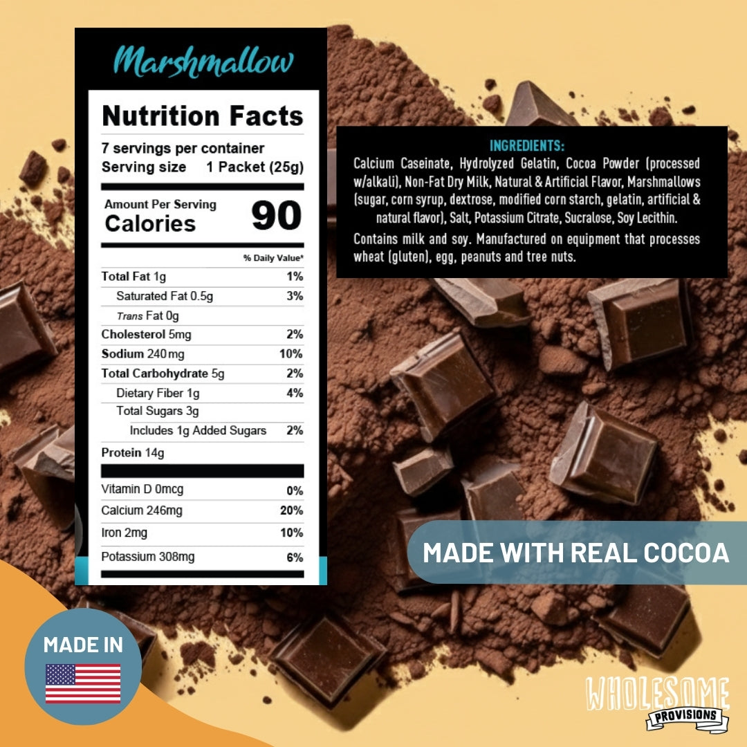 Protein Hot Chocolate with Mini Marshmallows - High Protein & Low in Carbs, Keto-Friendly