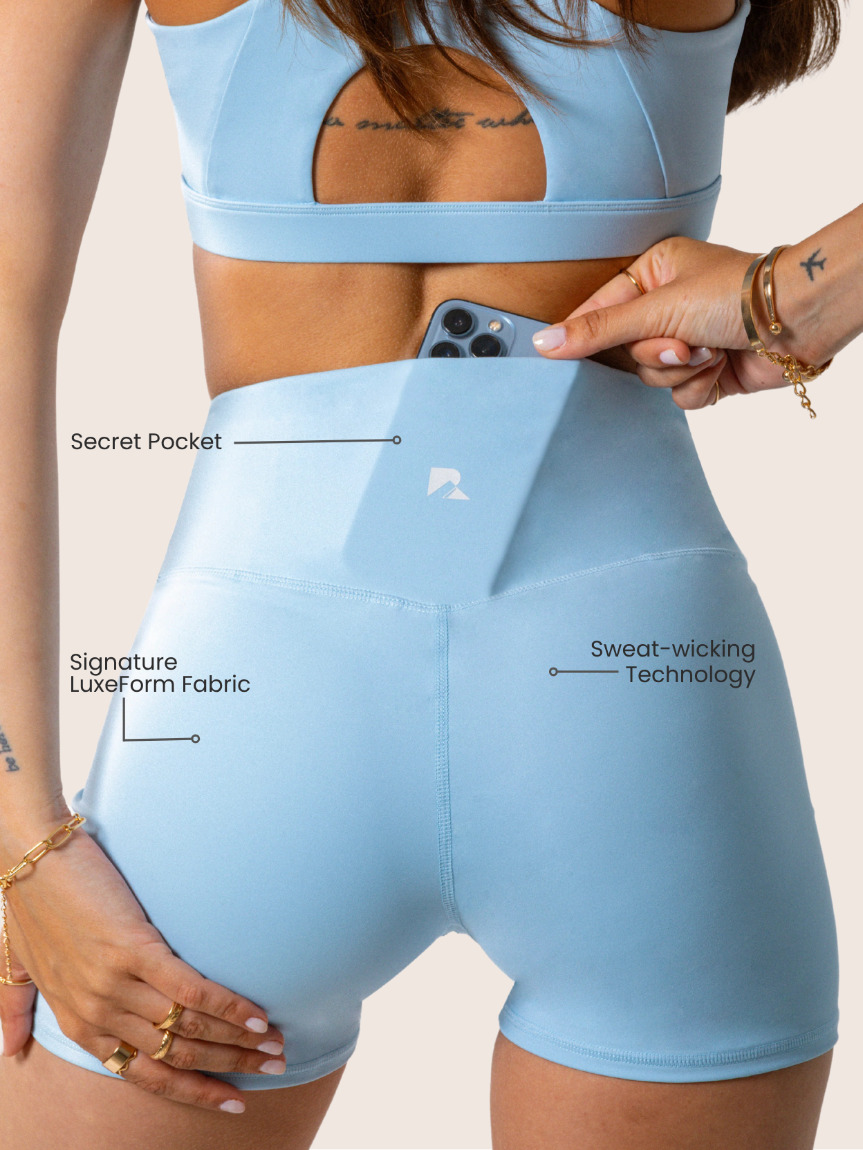 LuxeForm Sculpting Shorts Baby Blue - Runner's Athletics - The Track and Field Store