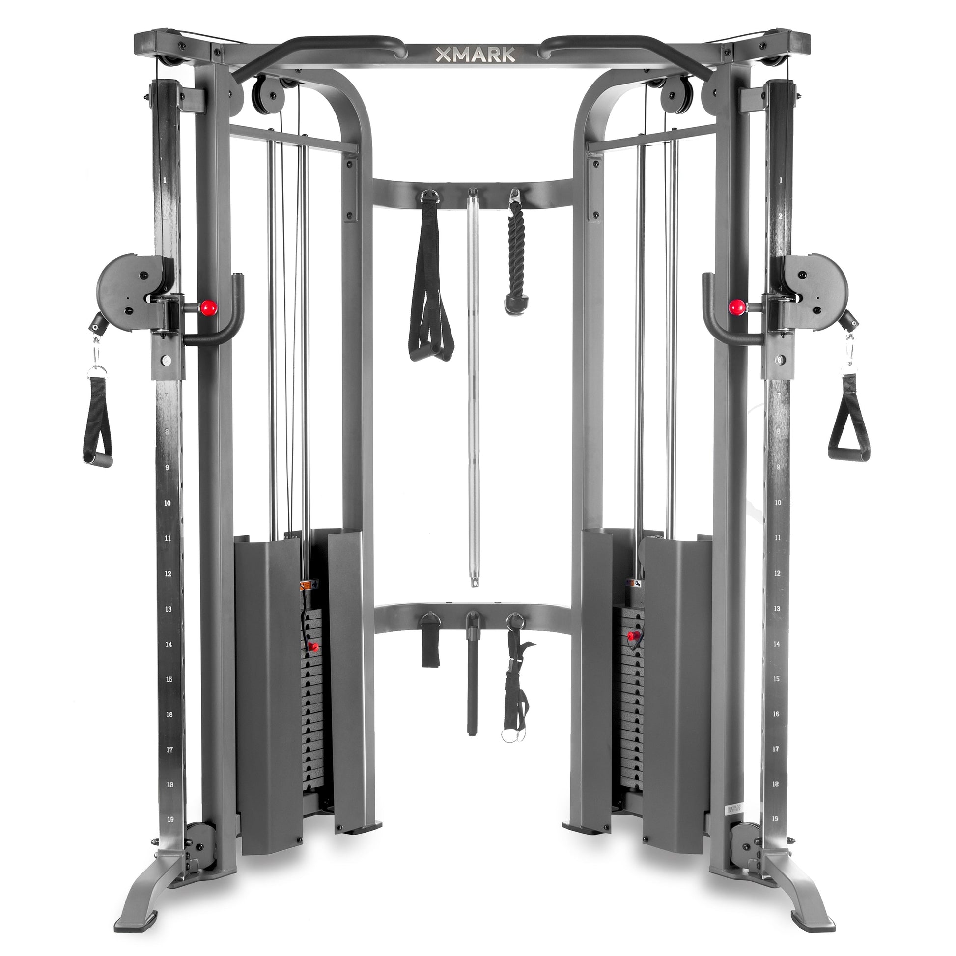 Functional Trainer Cable Machine with Dual 200 lb Weight Stacks - Xmark XMARK
