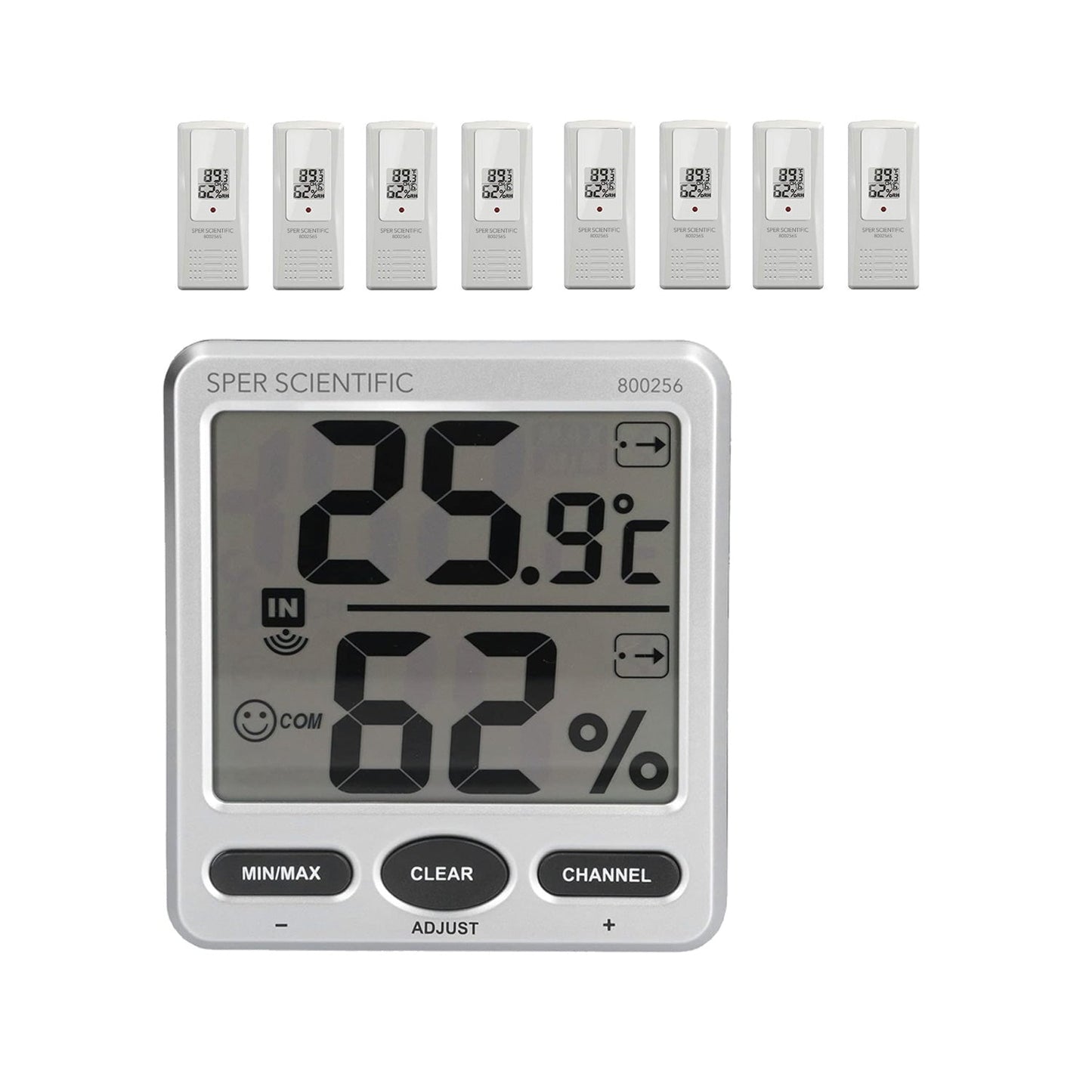 8 Channel Wireless Indoor/Outdoor Humidity and Temperature Monitor Set - Sper Scientific