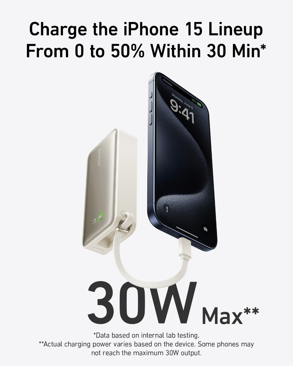 Anker Nano Power Bank (30W, Built-In USB-C Cable) Anker