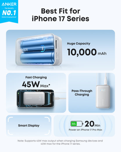 Anker Nano Power Bank (10K, 45W, Built-In Retractable USB-C Cable) Anker