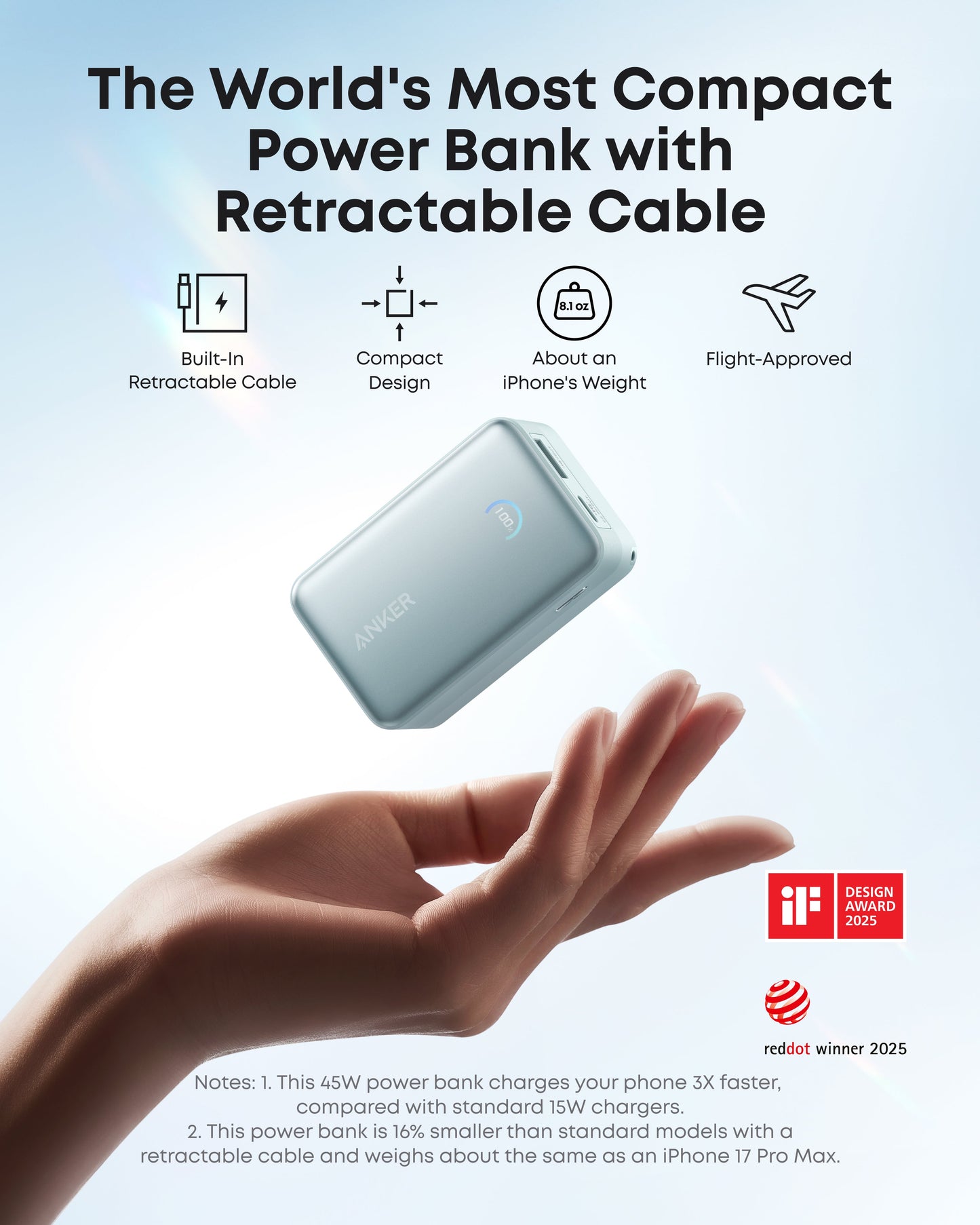 Anker Nano Power Bank (10K, 45W, Built-In Retractable USB-C Cable) Anker