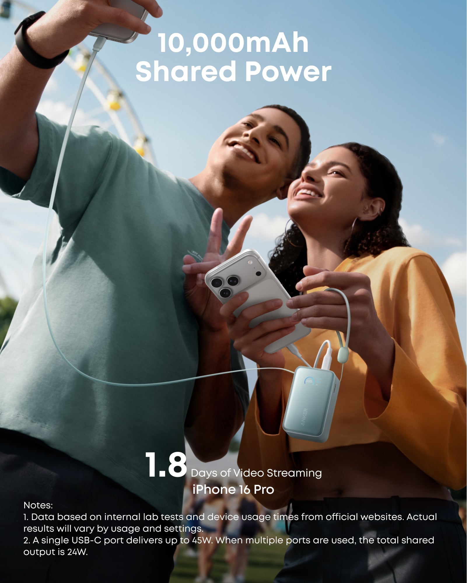 Anker Nano Power Bank (10K, 45W, Built-In Retractable USB-C Cable) Anker