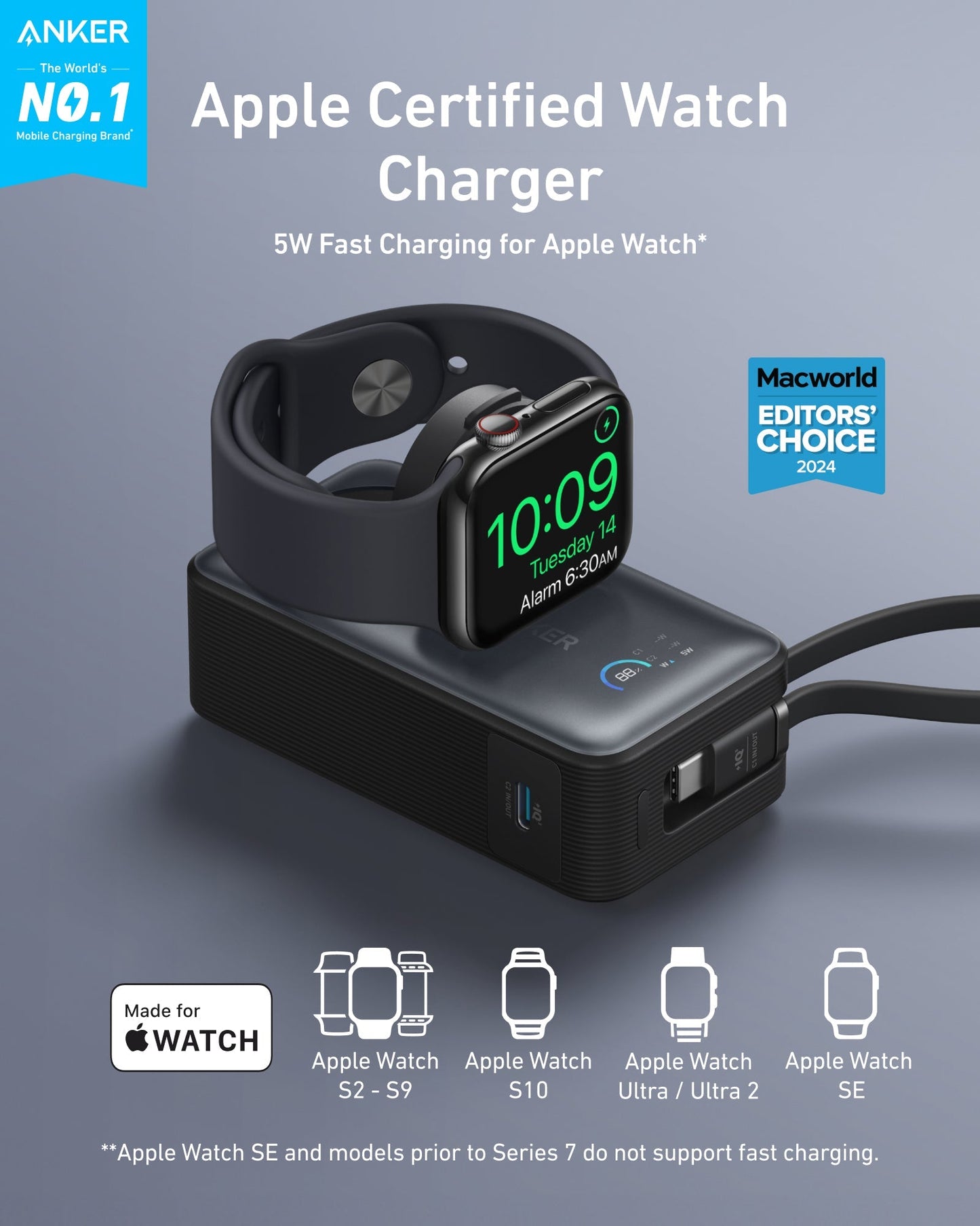 Anker MagGo Power Bank (10K, 35W, For Apple Watch) Anker