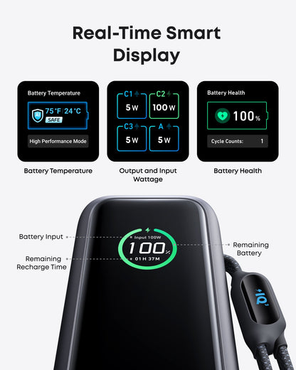 Anker Laptop Power Bank (25K, 165W, Built-In and Retractable Cables) Anker