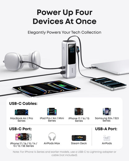 Anker Laptop Power Bank (25K, 165W, Built-In and Retractable Cables) Anker