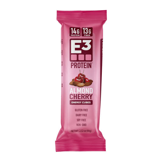 Almond Cherry E3 Energy Cubes | High-Fiber, All-Natural Protein Bars (12 bars)