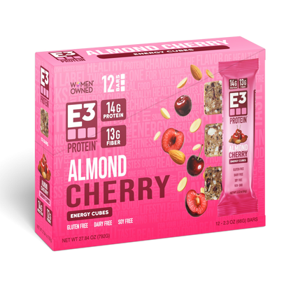 Almond Cherry E3 Energy Cubes | High-Fiber, All-Natural Protein Bars (12 bars)