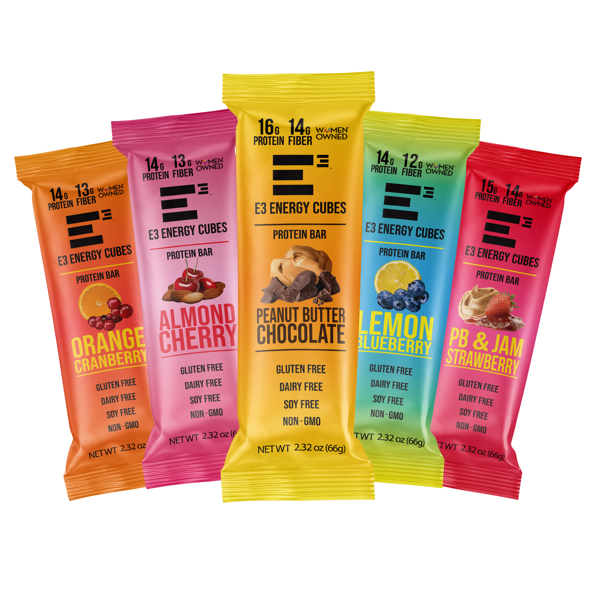 5 Flavor Variety Pack E3 Energy Cubes - Protein Bars (12 bars mixed flavors) - The Track and Field Store