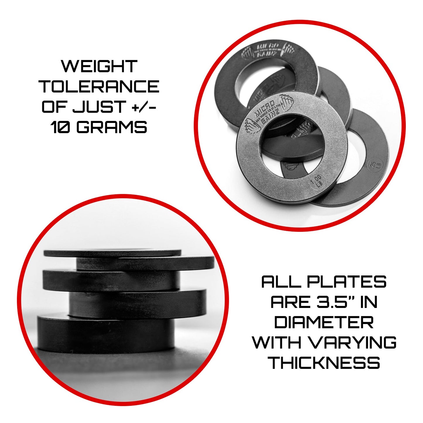 Micro Gainz Olympic Size Fractional Weight Plates Pair of .25LB Plates
