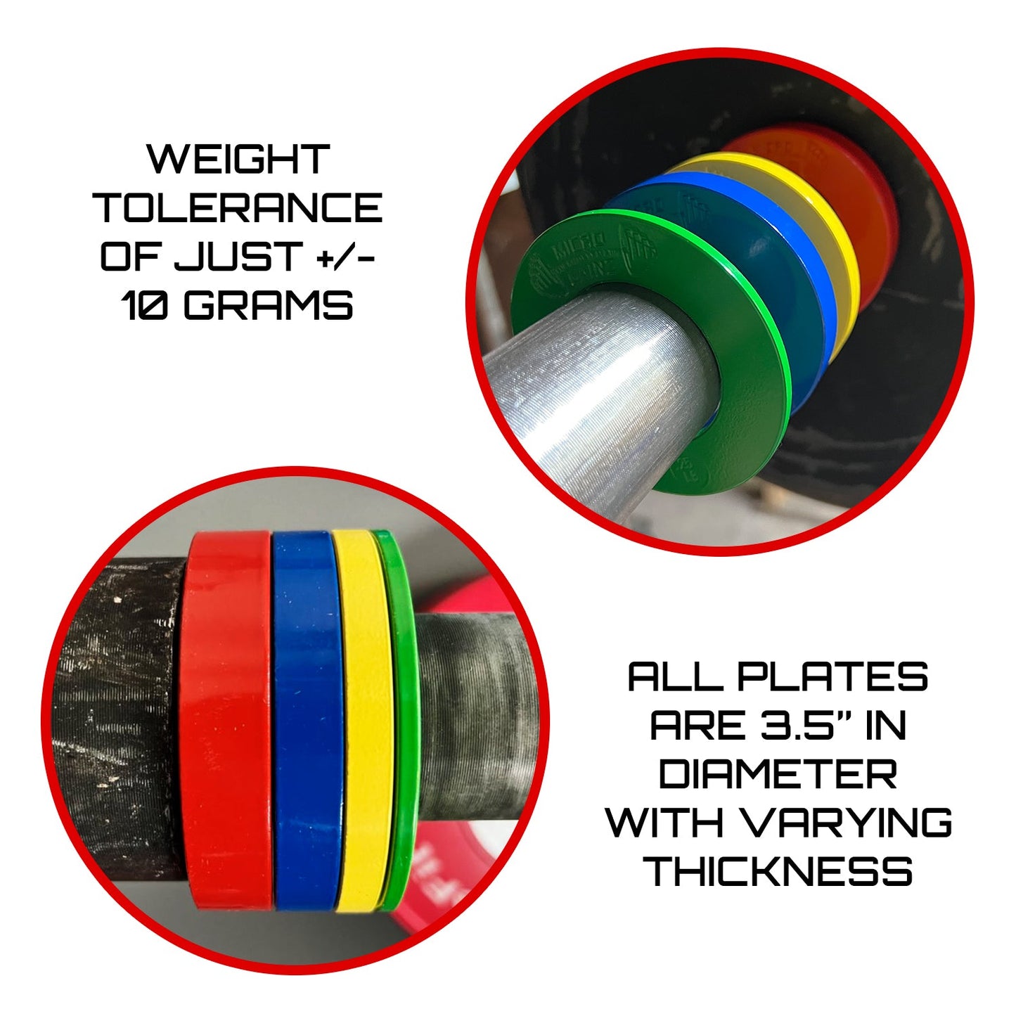 Micro Gainz Olympic Size Fractional Weight Plates Pair of .50LB Plates