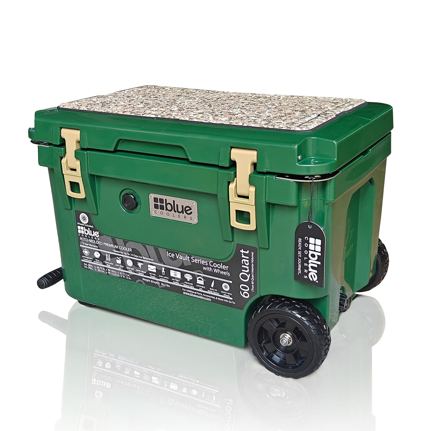 60 Quart Ice Vault Roto-Molded Cooler with Wheels