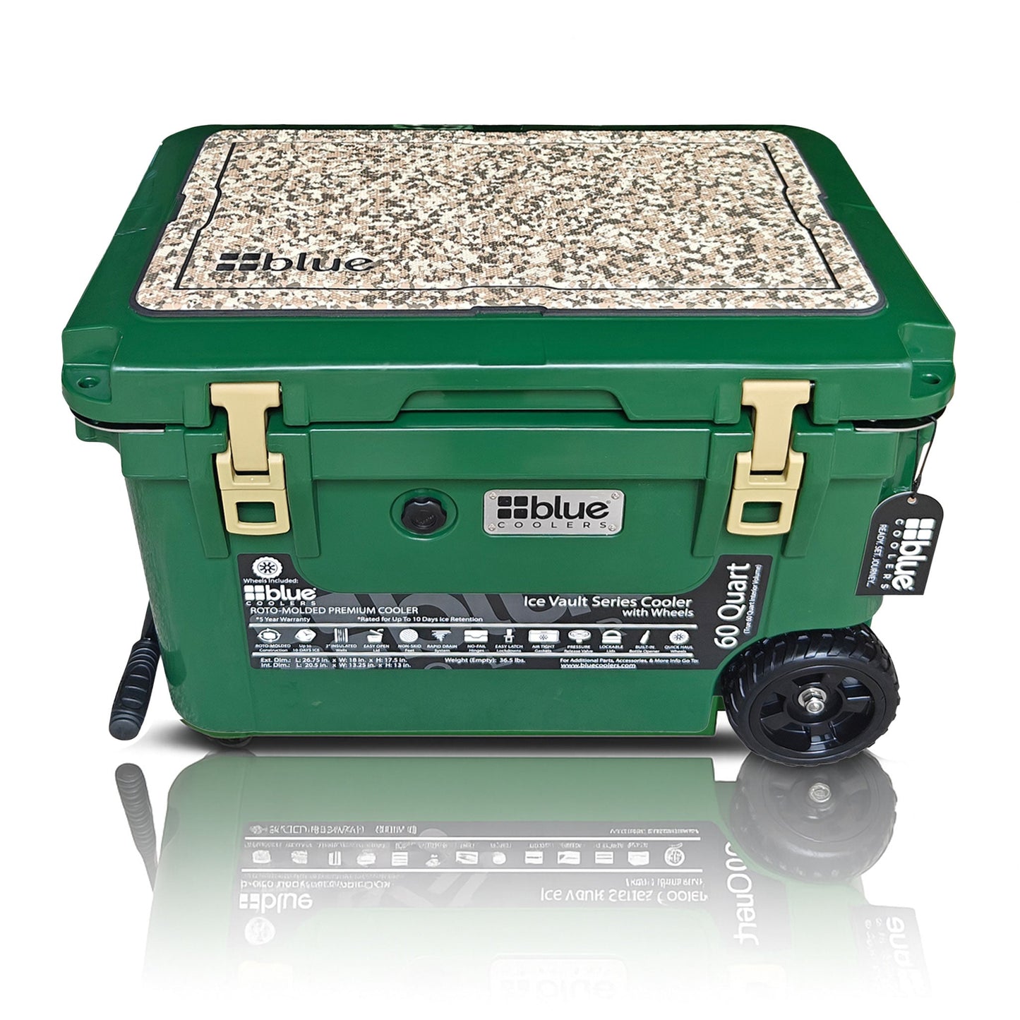 60 Quart Ice Vault Roto-Molded Cooler with Wheels