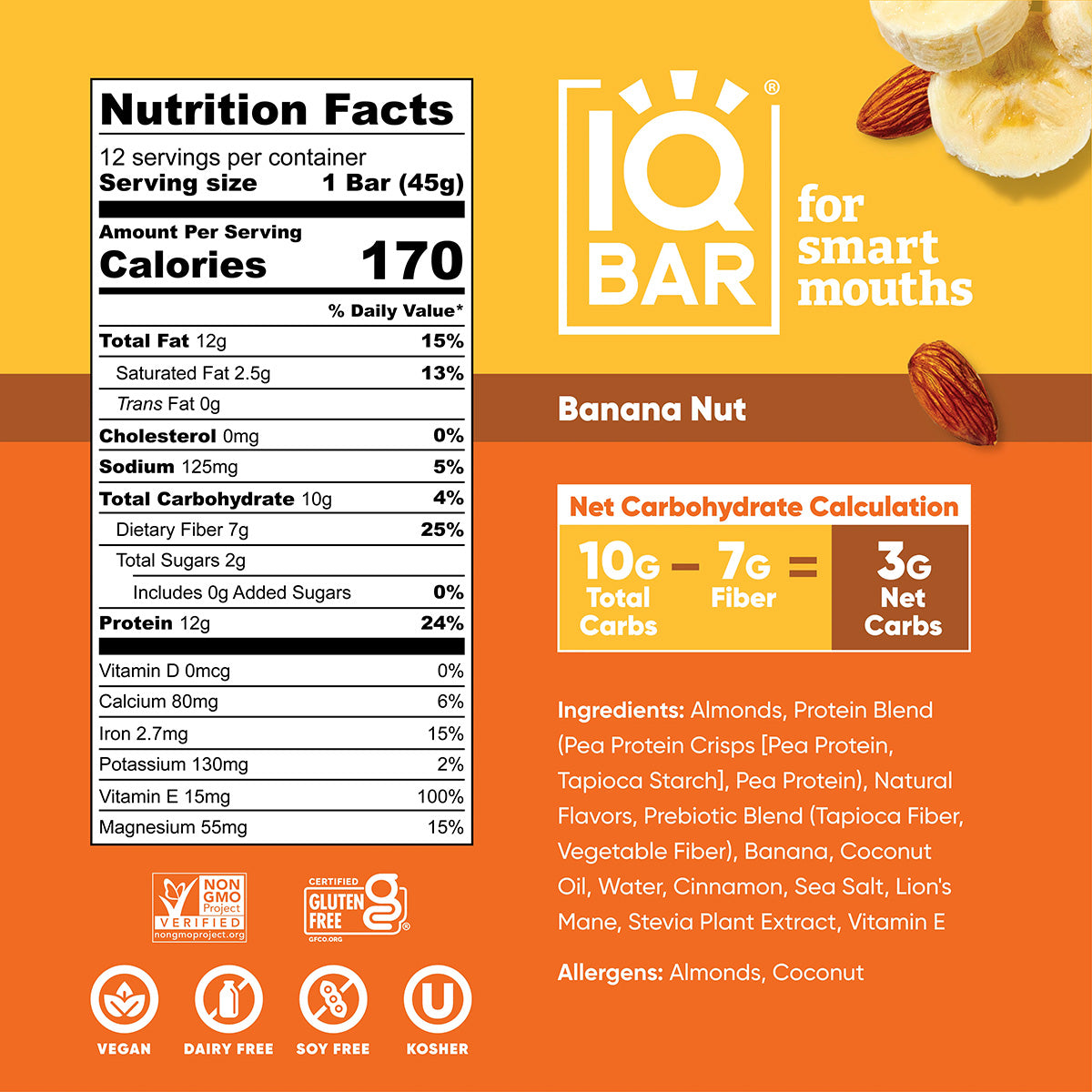 Banana Nut (12 Bars) - IQ Bar - The Track and Field Store