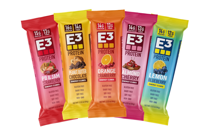 5 Flavor Variety Pack - E3 Energy Cubes | High-Fiber, All-Natural Protein Bars (12 bars)