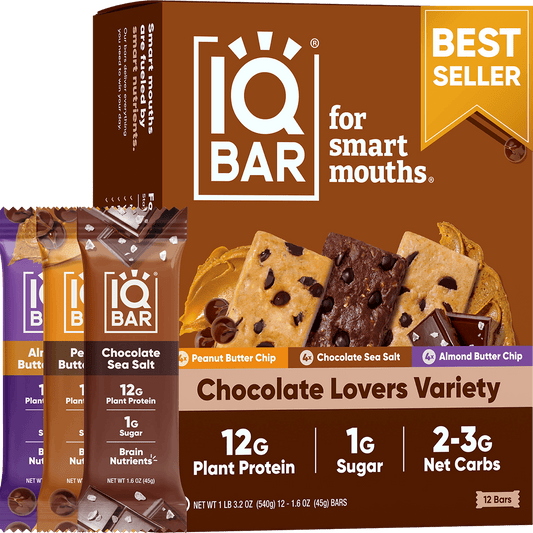 Chocolate Lovers Variety (12 Bars) - IQ Bar - The Track and Field Store