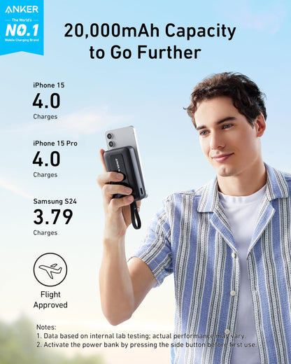 Anker Zolo Power Bank (10K, 30W) with a 5.4-inch (13.7 cm) built-in USB-C cable. Anker